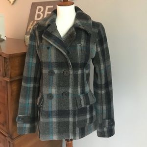 Plaid American Eagle peacoat